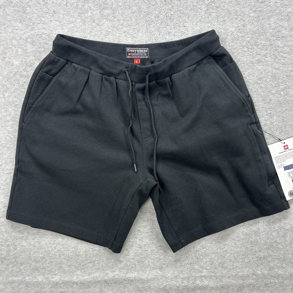 686 Everywhere Shorts Mens Medium Black Double Knit Performance Fleece Sweat NEW - Picture 2 of 10